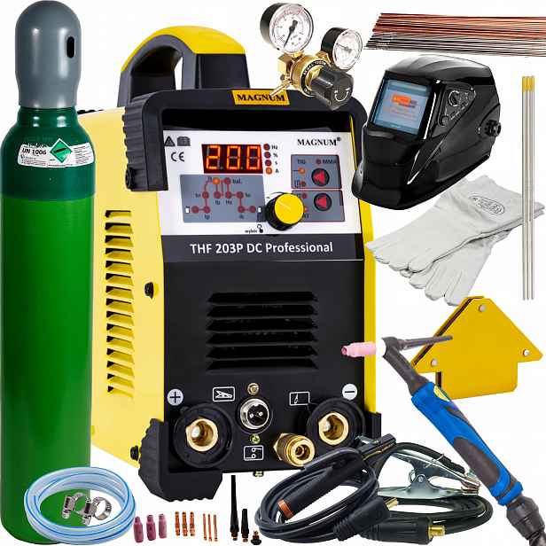 Svařovací stroj Magnum Thf 203P Puls DC Tig Hf Mma 200A 230V Igbt SET1