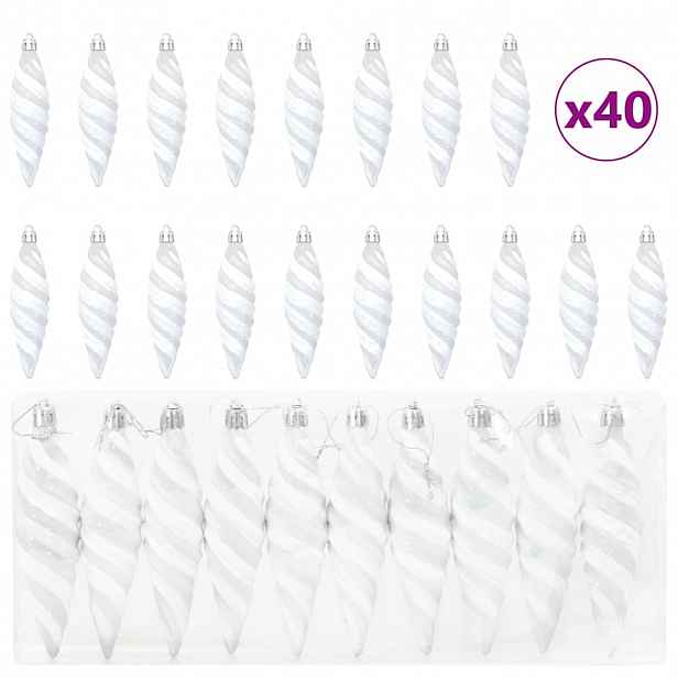 vidaXL Vánoční spirálová koule 40 ks Bílá 3 x 11 cm Plast