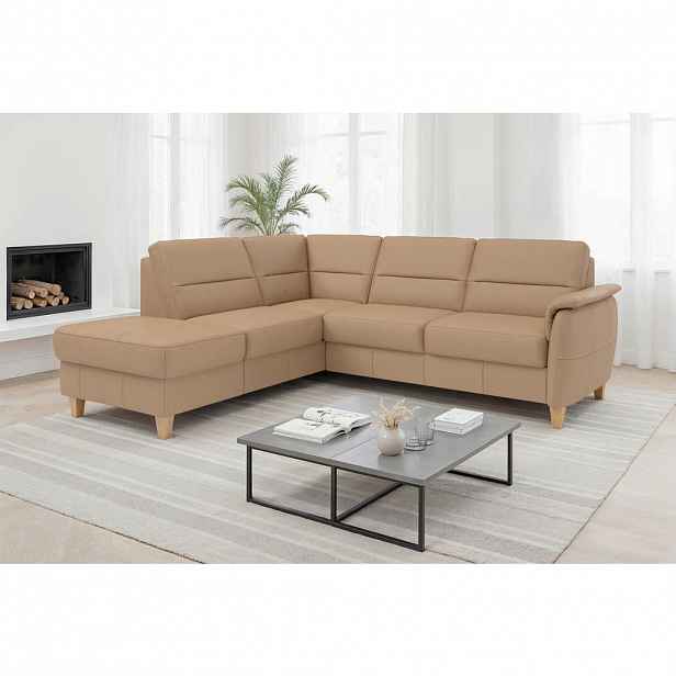 Sit & More ROHOVÁ SEDAČKA, textil, kůže, cappuccino