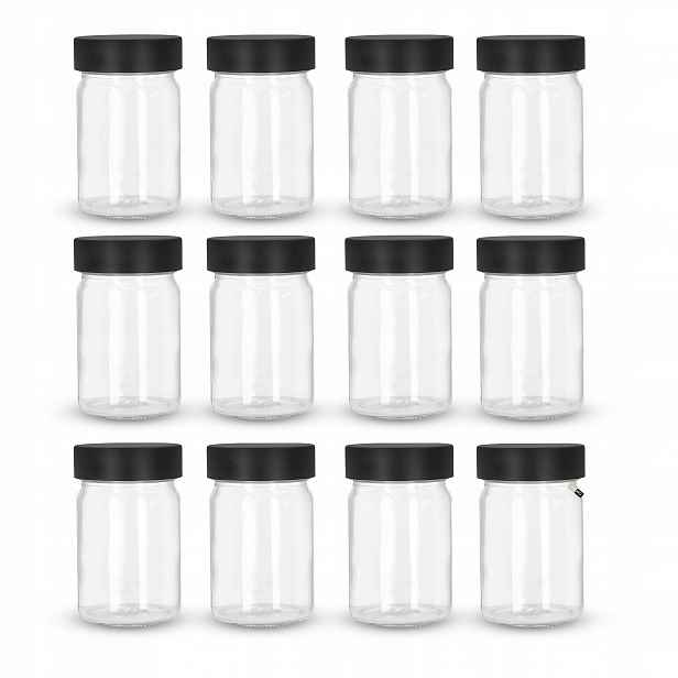 12x Skleněná zavařovací sklenice 250 ml na uskladnění potravin, koření, s víčkem