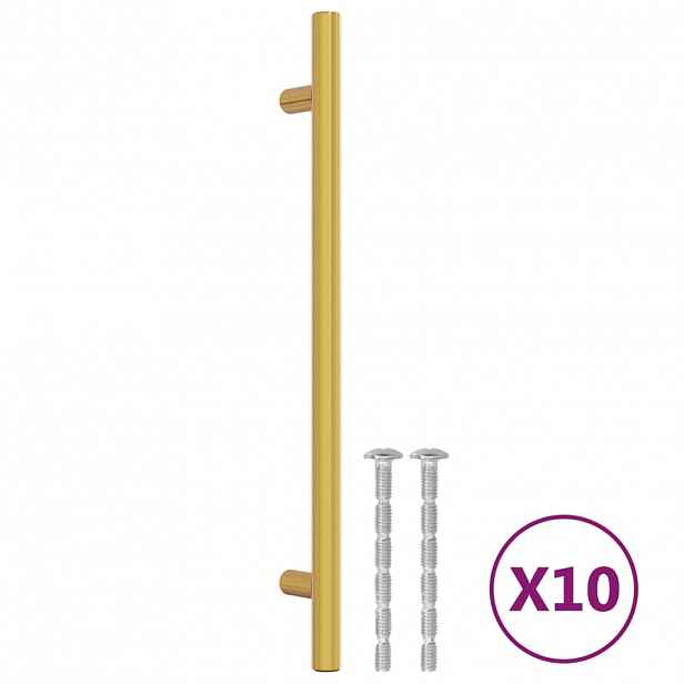 vidaXL Nábytkové úchytky 10 ks zlaté 192 mm nerezová ocel