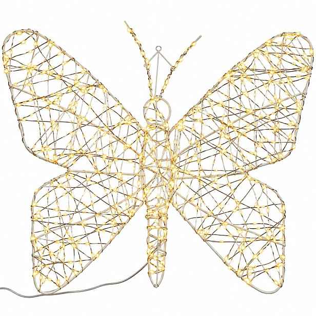 Motýl Dekorace Světelná Ozdoba 60 cm 600 Led Teplá bílá Časovač IP44 230V