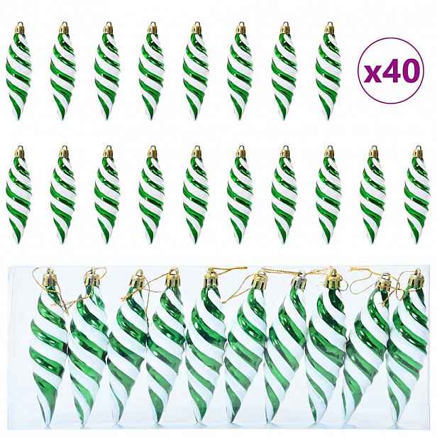 vidaXL Vánoční spirálová koule 40 ks Zelená 3 x 11 cm Plast