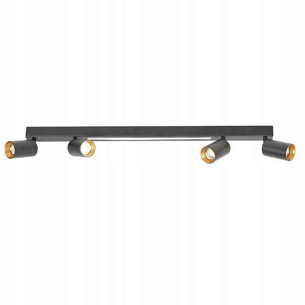 Stropní svítidlo černá zlatá 4 reflektory lišta 100 cm Light Prestige