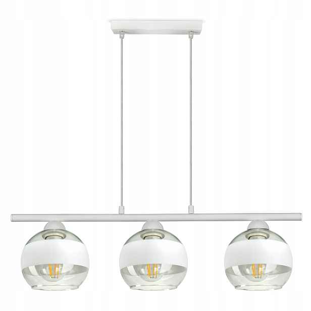 Závěsná stropní lampa Lustr Bílá Skleněné Koule Bílý Belt BZR3 Led E27