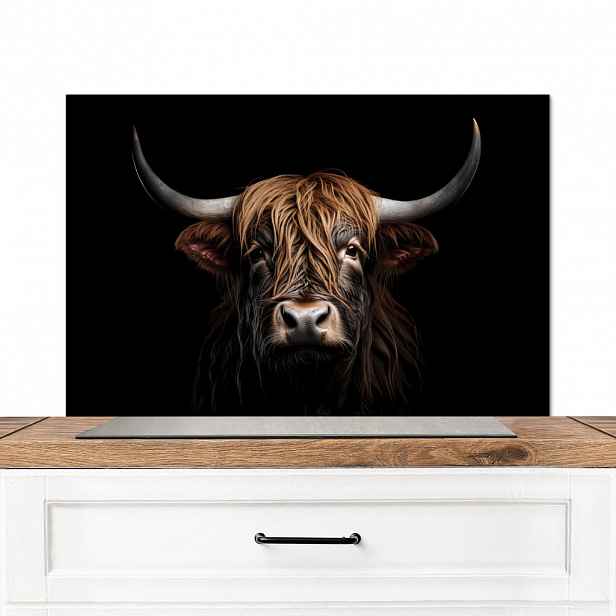 MuchoWow KUCHYŇSKÁ ZÁSTĚNA Skotský horal - Portrét - Černá - Zvíře 90x60 cm