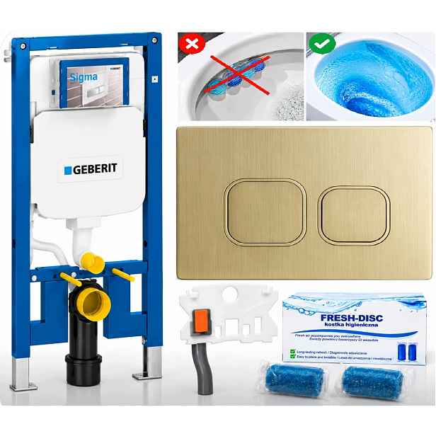 Rám pro Wc Geberit Duofix Slim 8 cm UP720 tlačítko C7 zlatý Fresh-disc