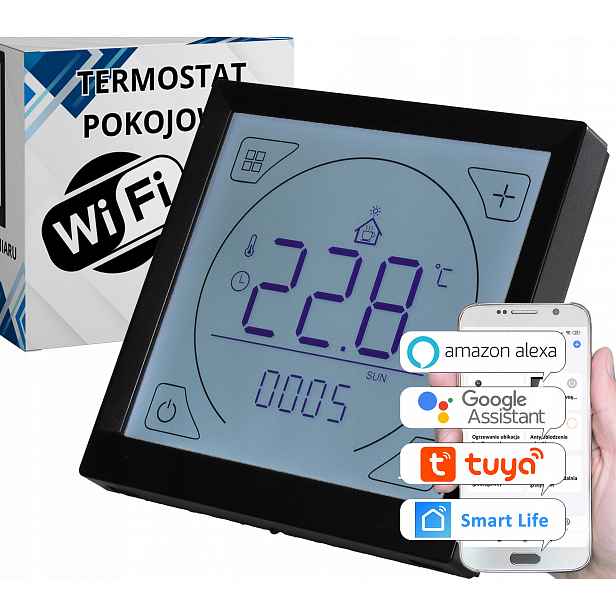 Termostat Regulátor termostat Černý Wifi rohož pro topnou fólii