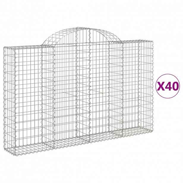 vidaXL Klenuté gabionové koše 40ks 200x30x120/140cm pozinkované železo