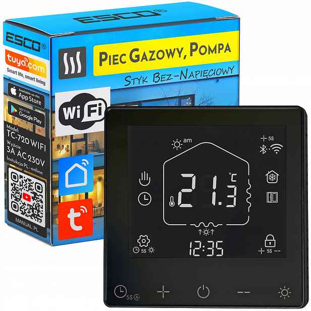 Beznapěťový termostat pro plynová kamna a čerpadla WiFi Tuya Komfort+