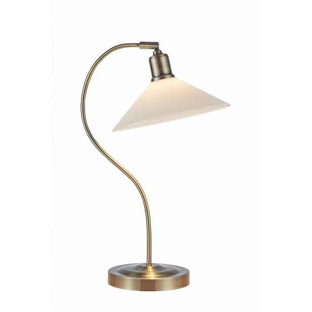 Klasická stolní lampa do pracovny, skleněné stínítko Markslojd