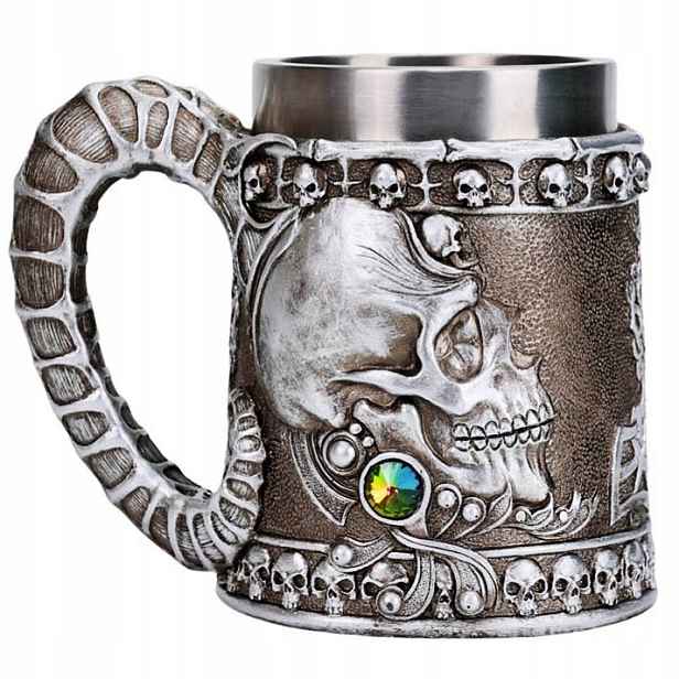 Pivní Sklenice Na Pivo Dárek Pro Něj 500 ml Lebka Dřevěný Dnd Ocel Karčma