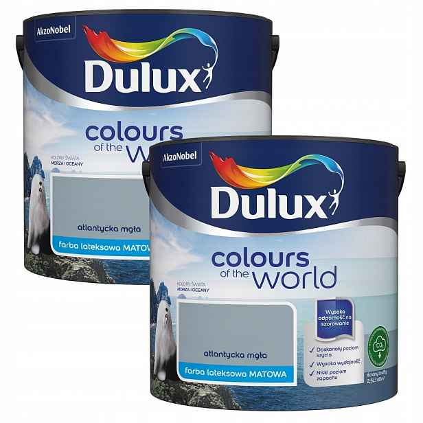 Set Dulux Barvy Světa 2x2,5 Barva Latexová Emulze Atlantská Mlha 5L