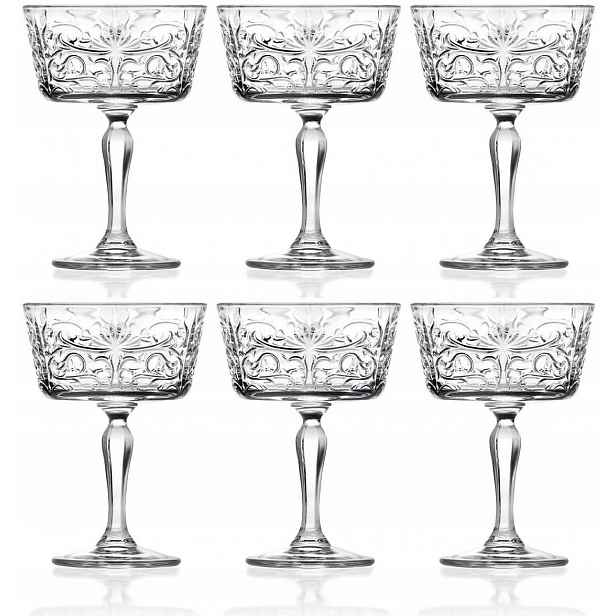 Křišťálové ploché skleničky na martini šampaňské Rcr Tattoo 270 ml 6 Ks