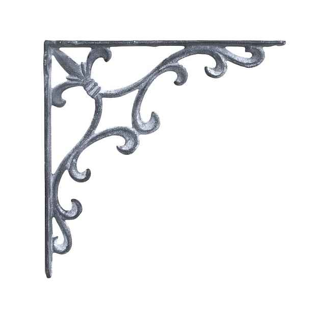 Šedá antik litinová konzole s ornamentem Lilie French - 25*4*25 cm Chic Antique