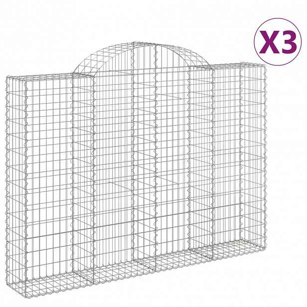 vidaXL Klenuté gabionové koše 3 ks 200x30x140/160cm pozinkované železo