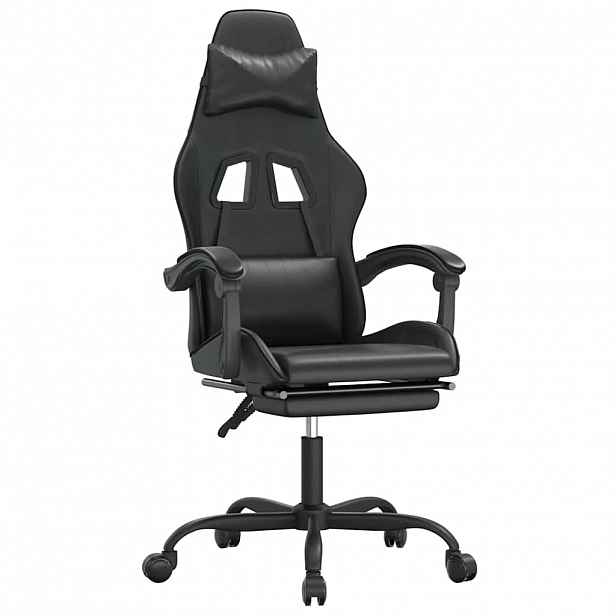 vidaXL Otočná herní židle s podnožkou černá umělá kůže