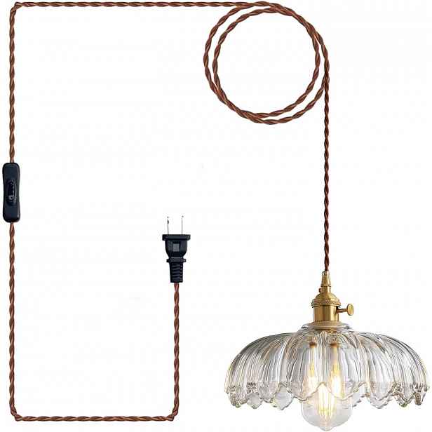 Závěsná Lampa Skleněná Vintage Retro S Konektorem Kabel 450 CM E27 Xzhgcee
