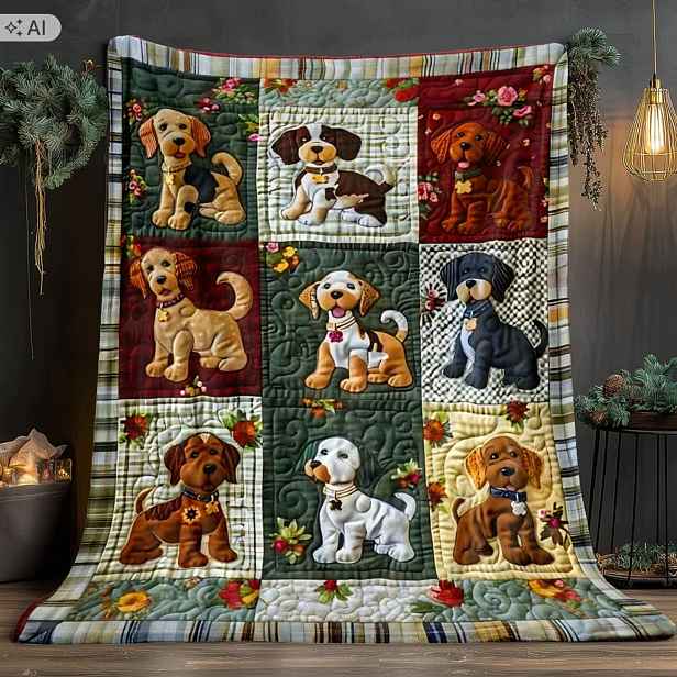 Barevná deka pro psy pejsci zlatá york Art beagle jezevčík dárek 180 x 240 cm