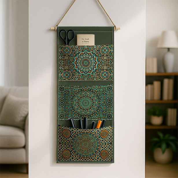 TEMU 1 ks Boho Mandala Etnická nástěnná úložná taška - Víceúrovňové úložné řešení s geometrickými vzory, ideální pro úsporu místa na dveřích stěnách,
