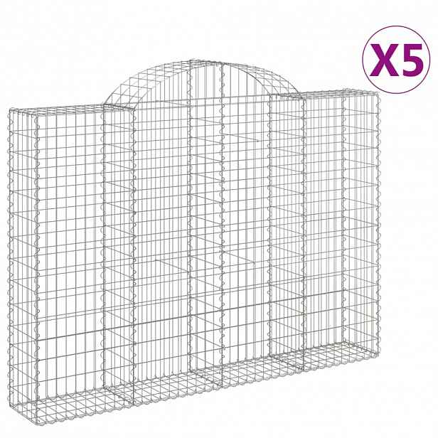 vidaXL Klenuté gabionové koše 5 ks 200x30x140/160cm pozinkované železo