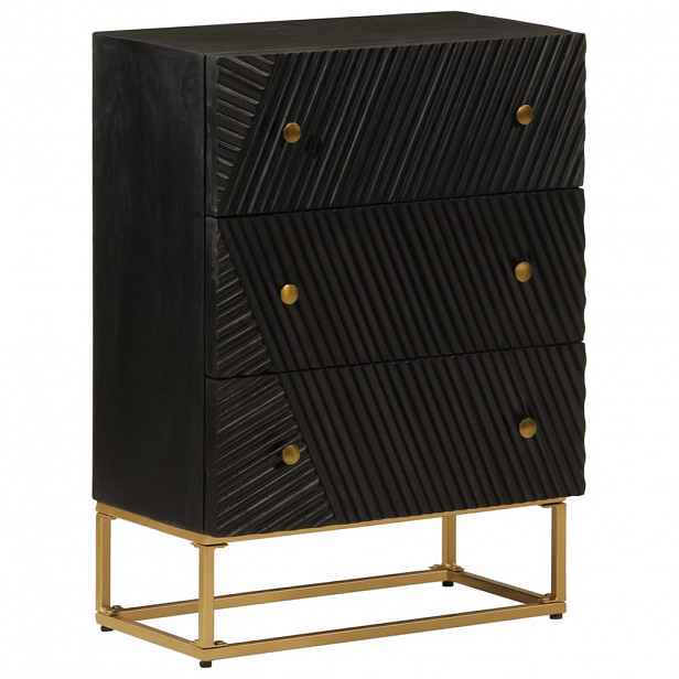 vidaXL Komoda se zásuvkami černá 55x30x76cm masivní mangovník a železo