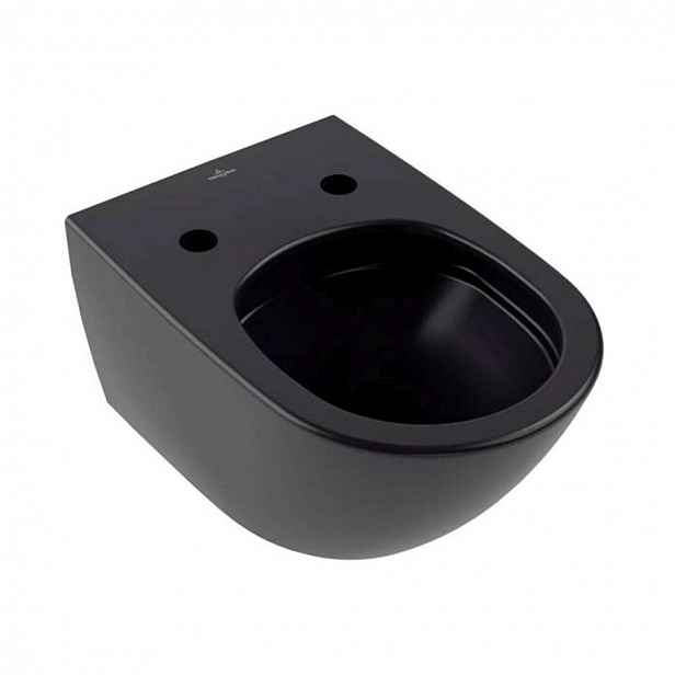 Villeroy & Boch Antao - Závěsné WC, Rimless, CeramicPlus, TitanGlaze, TwistFlush, Pure Black 4674T0R7