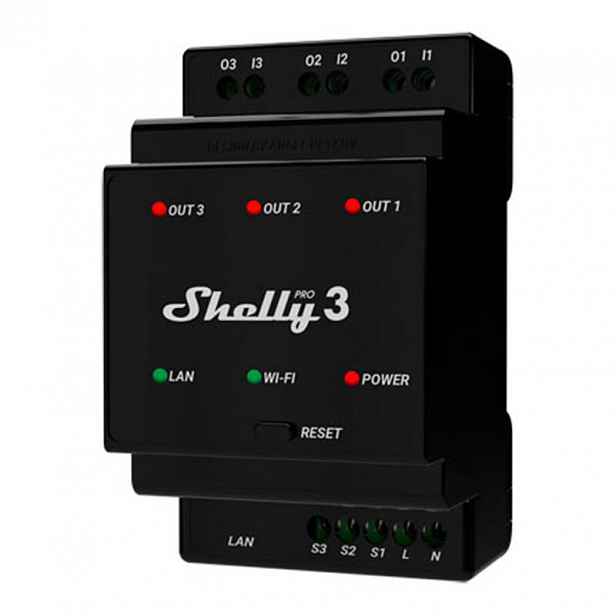 3-kanálový relé na Din lištu Shelly Pro 3 Wifi