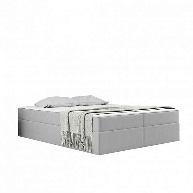 Kaiser Möbel KONTINENTÁLNÍ POSTEL s úložným prostorem, matrací a topperem Ruben Popelavě šedá 200x200 cm H2-Pocket
