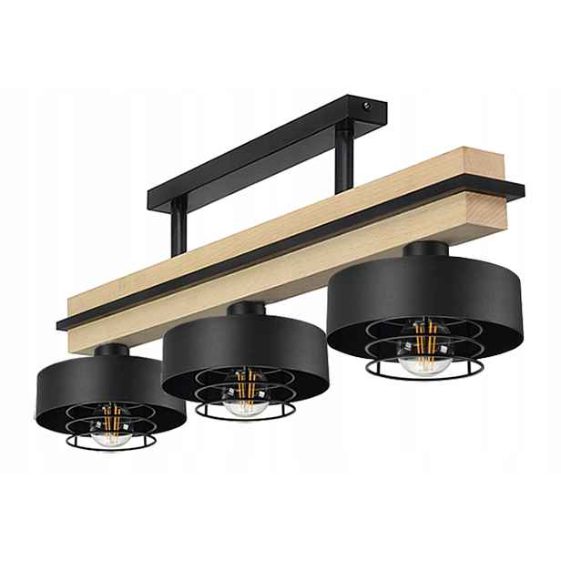 Stropní Led Lampa Stropní Svítidlo E27 Kovové Dřevěné Stínidlo Na Strop Do Obývacího Pokoje