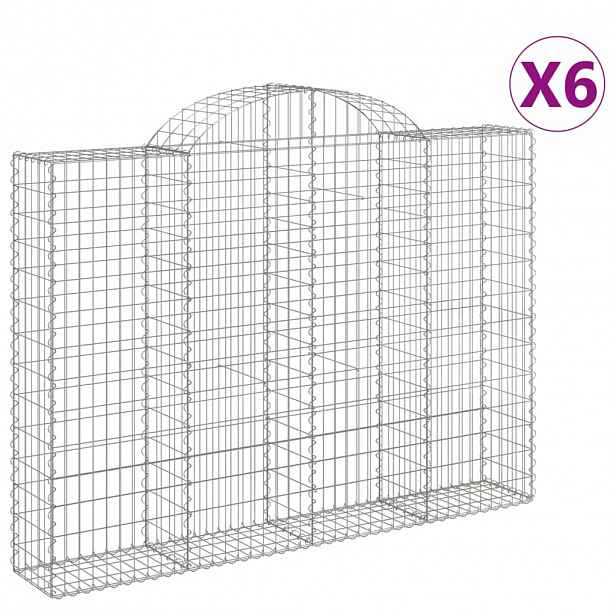vidaXL Klenuté gabionové koše 6 ks 200x30x140/160cm pozinkované železo