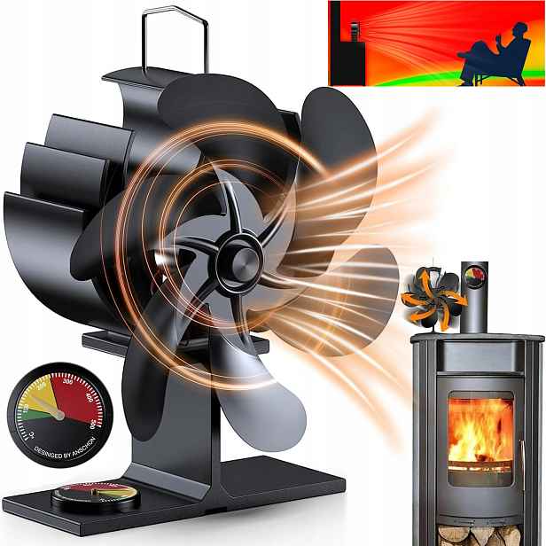 Krbový Ventilátor 6-LOPATKOVÝ Termoelektrický Rozvaděč Tepla, Černý