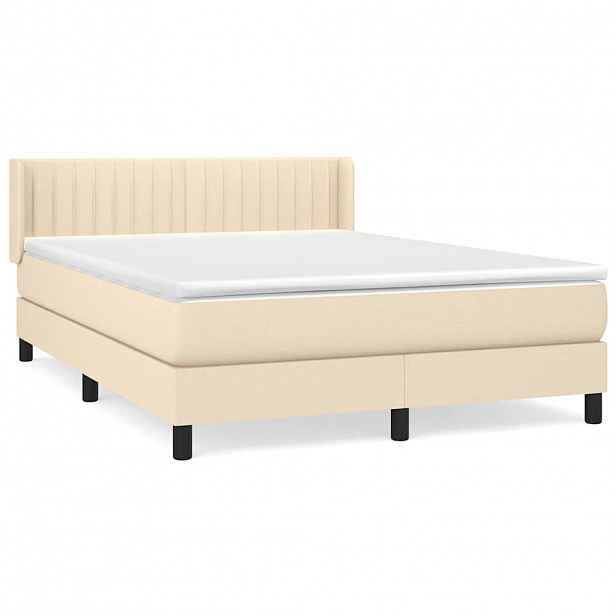 vidaXL Box spring postel s matrací krémová 140x190 cm textil