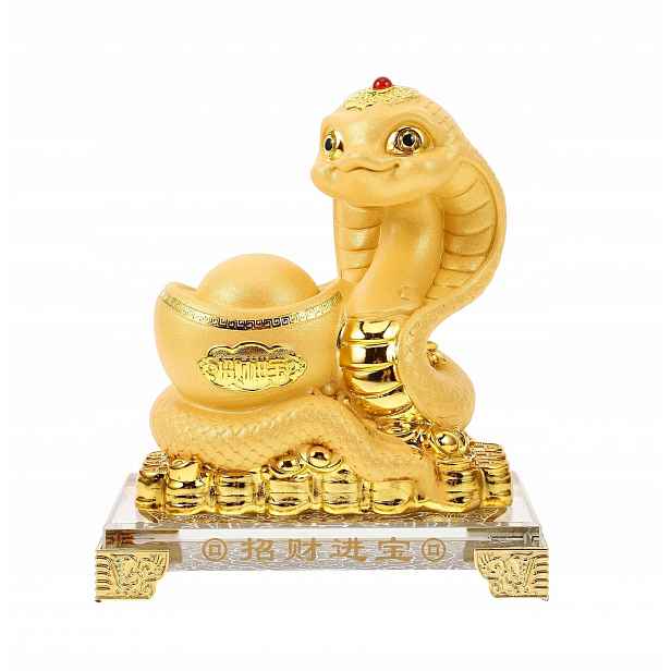 Figurka Hada Dekorace zlatá soška Feng Shui 13 cm čínská socha hada