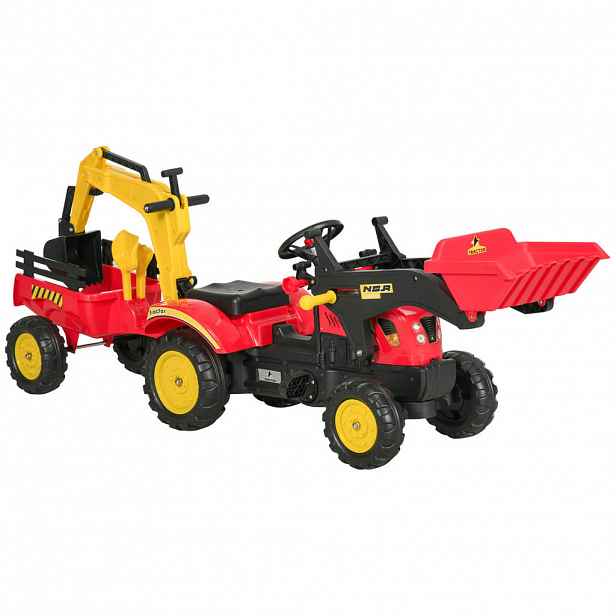 HOMCOM DĚTSKÉ ŠLAPACÍ AUTO, červené, ocel + plast