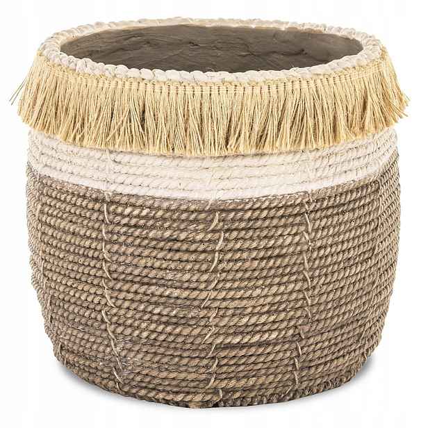 Květináč Obal Na Květináč Hnědý Béžový 26x28 cm Pletenina 30 Boho
