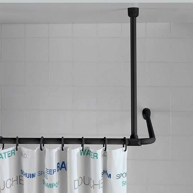 Černá stropní opěra pro sprchový závěs Wenko, 57 cm