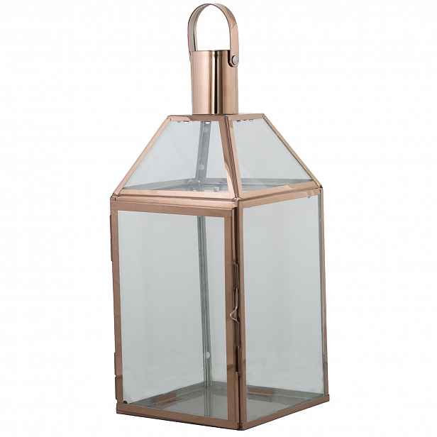 Lampion Rose Gold kov sklo výška 45 cm