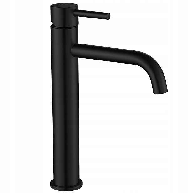 Umyvadlová baterie černá vysoká stojánková na desku Rea Lungo Black 28 cm