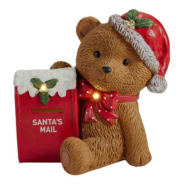 Figurka Medvídka Led Poštovní Schránkou Kompozit Mgo 31X22,5X31 CM Hnědá