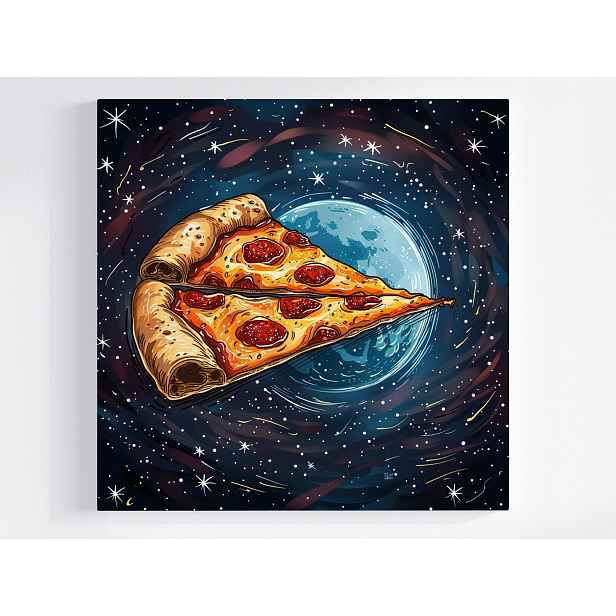 Obraz Na Plátně Canvas Grafika Komiks Vesmír Hvězdy Loď Pizza 50x50
