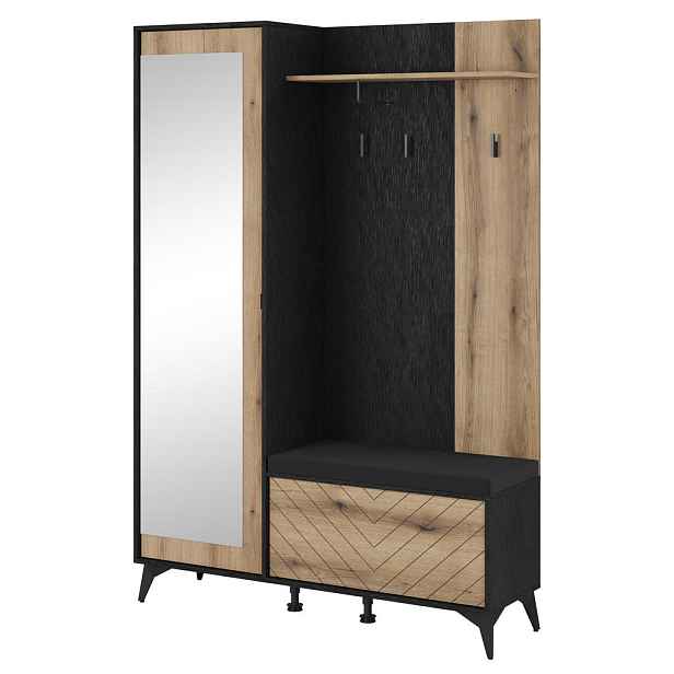 MASSENO MODERNÍ PŘEDSÍŇOVÁ SESTAVA DIAMANTE, 134/197/34 cm, černá