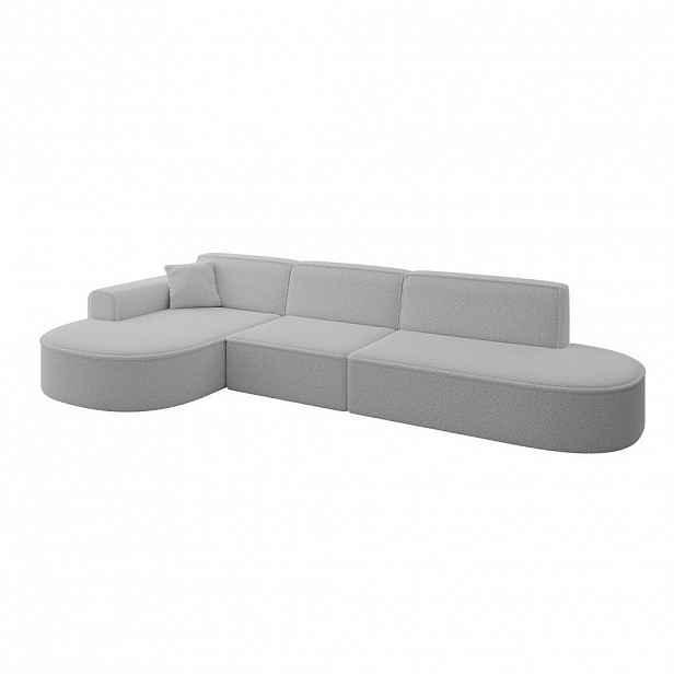 ALTDECOR ROHOVÁ SEDACÍ SOUPRAVA s otomanem vlevo MARI-L2 – 328 x 171 x 79 cm, světle šedá, buklé