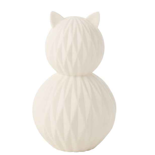 Bílá porcelánová lampa kočka Cat Led - Ø 13*22 cm J-Line by Jolipa