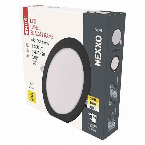 Emos Nexxo Led podhledové svítidlo černé 18 W, 225 mm