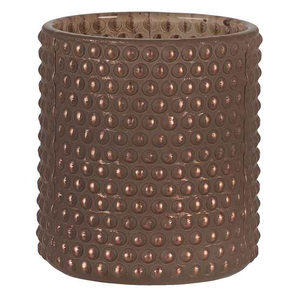 Hnědý skleněný svícen Inna M - Ø 8*9 cm Clayre & Eef