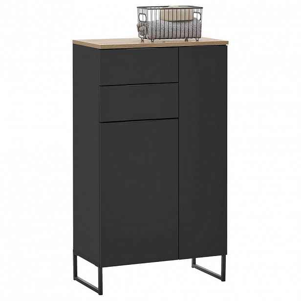 home24 MIDI SKŘÍŇKA, černá, barvy dubu, 60/106/32 cm