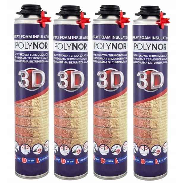 Pur Sprchová Pěna Polynor 3D Sada 4x 850 ml Izolace Zateplení