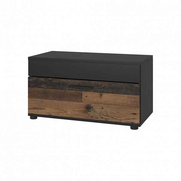 Vicco SKŘÍŇKA DO OBÝVACÍHO POKOJE Berno Černá/starý styl 70.8 x 38.9 cm s výklopnými dveřmi