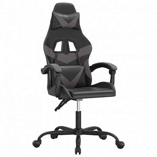 vidaXL Otočná herní židle černá a šedá umělá kůže